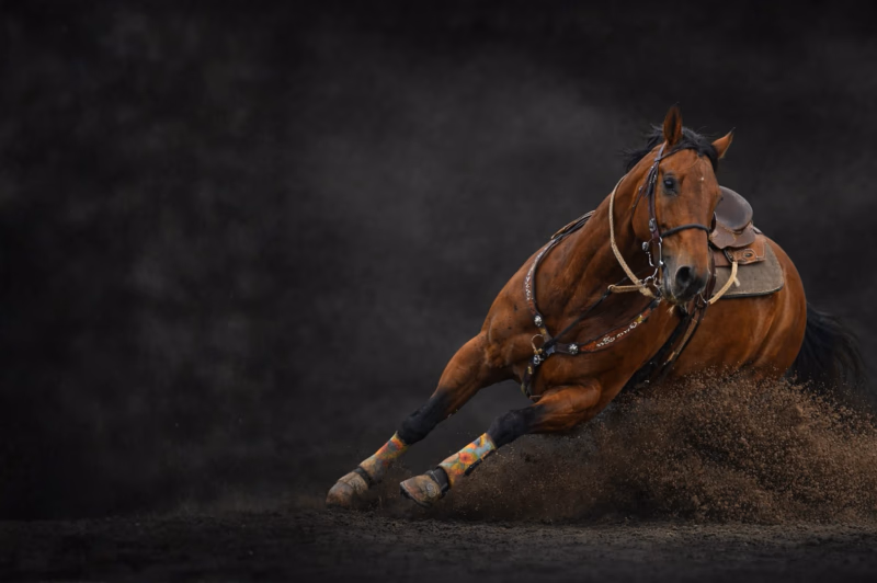 white horse running